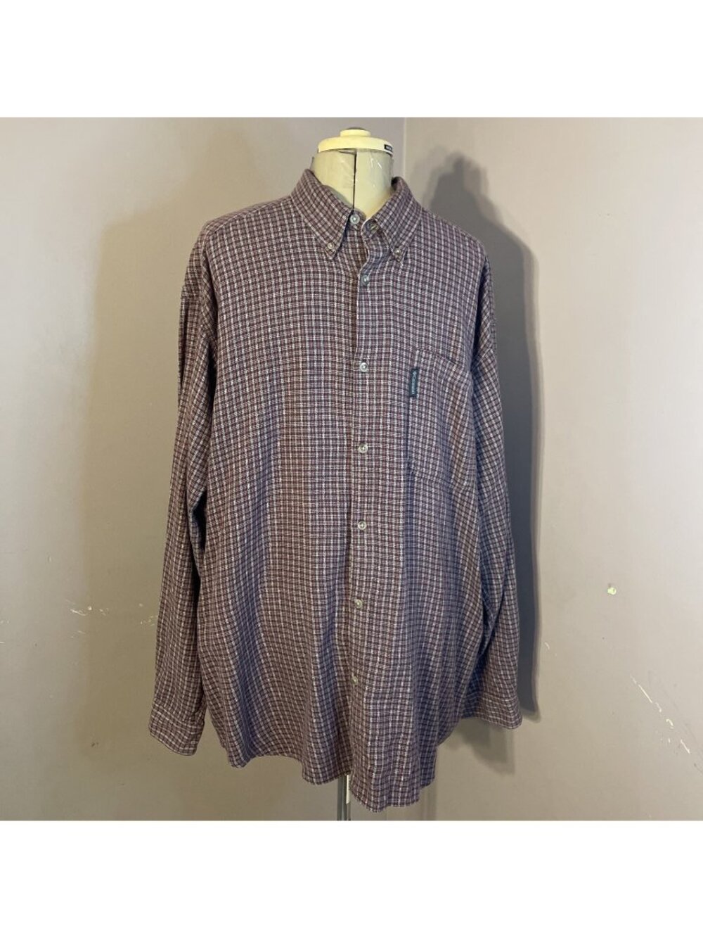 Columbia Men's Burgundy Plaid Flannel Shirt Long Sleeve 100% Cotton Sz  2XL